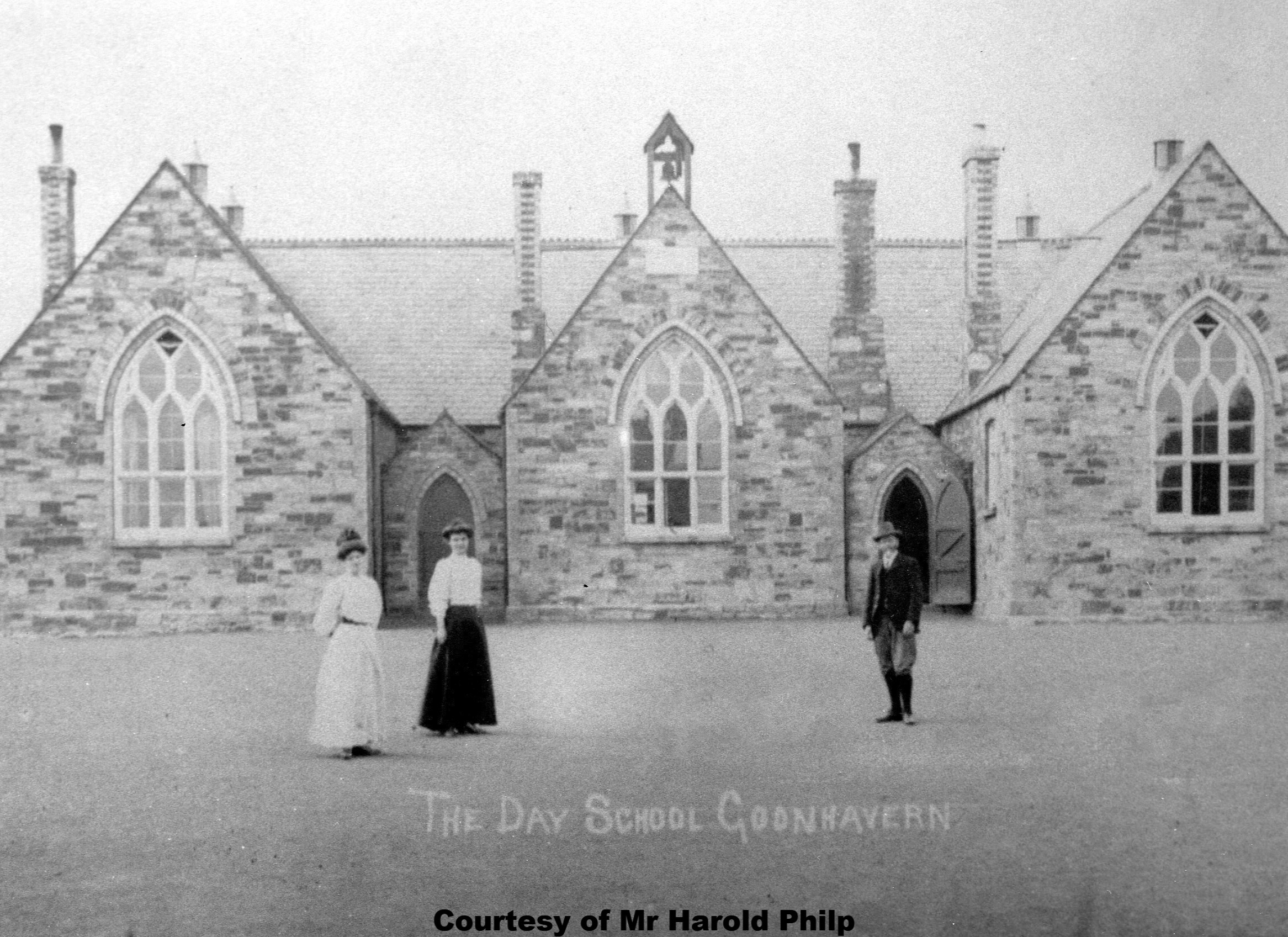 Goonhavern County Primary School Circa 1910. Here is Headmaster Mr Matthew Hoskin Keast with his two daughters Martha and Olga both Teachers